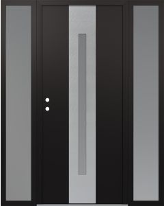 DIAMOND A2 60" X 80" BLACK/WHITE FROSTED GLASS PANEL STAINLESS STEEL RHI WITH 2 SIDELITES FROSTED GLASS
