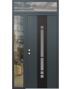 DIAMOND A3 50" X 96" ANTHRACITE/ANTHRACITE FROSTED GLASS PANEL BLACK RHI WITH SIDELITE AND TRANSOM CLEAR GLASS
