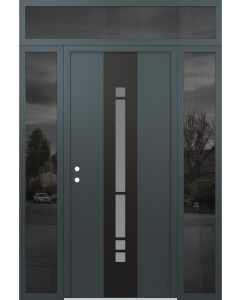DIAMOND A3 64" X 96" ANTHRACITE/ANTHRACITE FROSTED GLASS PANEL BLACK RHI WITH 2 SIDELITES AND TRANSOM MIRRORED GLASS