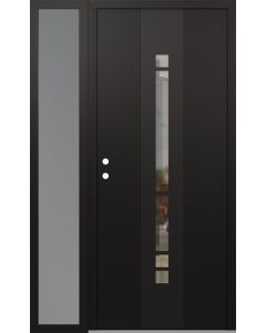 DIAMOND A3 48" X 80" BLACK/BLACK CLEAR GLASS PANEL BLACK RHI WITH SIDELITE FROSTED GLASS
