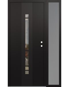 DIAMOND A3 52" X 80" BLACK/BLACK CLEAR GLASS PANEL BLACK LHI WITH SIDELITE FROSTED GLASS