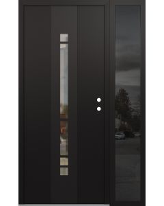 DIAMOND A3 48" X 80" BLACK/BLACK CLEAR GLASS PANEL BLACK LHI WITH SIDELITE MIRRORED GLASS
