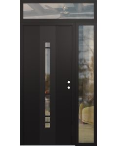 DIAMOND A3 52" X 96" BLACK/BLACK CLEAR GLASS PANEL BLACK LHI WITH SIDELITE AND TRANSOM CLEAR GLASS