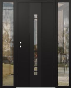 DIAMOND A3 68" X 80" BLACK/BLACK CLEAR GLASS PANEL BLACK RHI WITH 2 SIDELITES CLEAR GLASS
