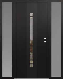 DIAMOND A3 60" X 80" BLACK/BLACK CLEAR GLASS PANEL BLACK LHI WITH 2 SIDELITES FROSTED GLASS