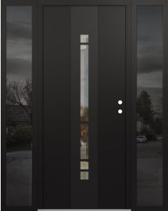 DIAMOND A3 68" X 80" BLACK/BLACK CLEAR GLASS PANEL BLACK LHI WITH 2 SIDELITES MIRRORED GLASS