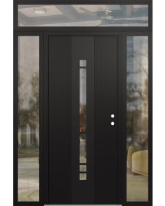 DIAMOND A3 60" X 96" BLACK/BLACK CLEAR GLASS PANEL BLACK LHI WITH 2 SIDELITES AND TRANSOM CLEAR GLASS