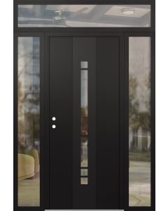 DIAMOND A3 68" X 96" BLACK/BLACK CLEAR GLASS PANEL BLACK RHI WITH 2 SIDELITES AND TRANSOM CLEAR GLASS