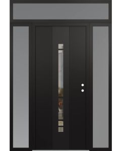 DIAMOND A3 68" X 96" BLACK/BLACK CLEAR GLASS PANEL BLACK LHI WITH 2 SIDELITES AND TRANSOM FROSTED GLASS