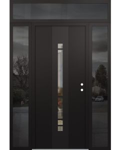 DIAMOND A3 60" X 96" BLACK/BLACK CLEAR GLASS PANEL BLACK LHI WITH 2 SIDELITES AND TRANSOM MIRRORED GLASS