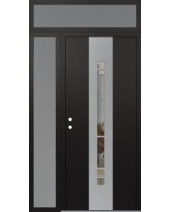 DIAMOND A3 52" X 96" BLACK/BLACK CLEAR GLASS PANEL STAINLESS STEEL RHI WITH SIDELITE AND TRANSOM FROSTED GLASS