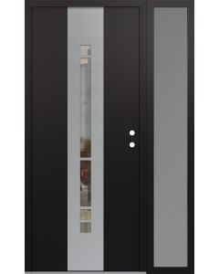 DIAMOND A3 48" X 80" BLACK/BLACK CLEAR GLASS PANEL STAINLESS STEEL LHI WITH SIDELITE FROSTED GLASS