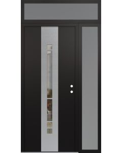 DIAMOND A3 52" X 96" BLACK/BLACK CLEAR GLASS PANEL STAINLESS STEEL LHI WITH SIDELITE AND TRANSOM FROSTED GLASS