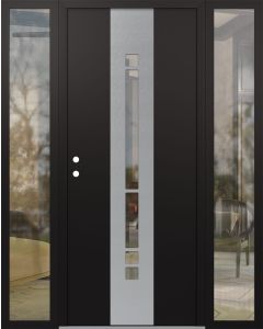DIAMOND A3 68" X 80" BLACK/BLACK CLEAR GLASS PANEL STAINLESS STEEL RHI WITH 2 SIDELITES CLEAR GLASS