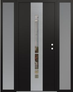 DIAMOND A3 68" X 80" BLACK/BLACK CLEAR GLASS PANEL STAINLESS STEEL LHI WITH 2 SIDELITES FROSTED GLASS