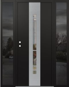 DIAMOND A3 68" X 80" BLACK/BLACK CLEAR GLASS PANEL STAINLESS STEEL RHI WITH 2 SIDELITES MIRRORED GLASS