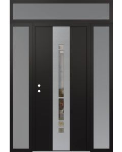 DIAMOND A3 64" X 96" BLACK/BLACK CLEAR GLASS PANEL STAINLESS STEEL RHI WITH 2 SIDELITES AND TRANSOM FROSTED GLASS