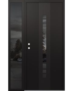 DIAMOND A3 52" X 80" BLACK/BLACK MIRRORED GLASS PANEL BLACK RHI WITH SIDELITE MIRRORED GLASS