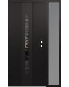 DIAMOND A3 52" X 80" BLACK/BLACK MIRRORED GLASS PANEL BLACK LHI WITH SIDELITE FROSTED GLASS