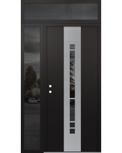 DIAMOND A3 48" X 96" BLACK/BLACK MIRRORED GLASS PANEL STAINLESS STEEL RHI WITH SIDELITE AND TRANSOM MIRRORED GLASS