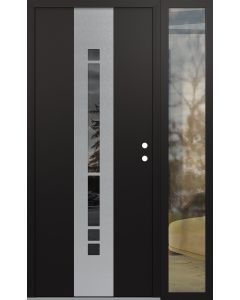 DIAMOND A3 48" X 80" BLACK/BLACK MIRRORED GLASS PANEL STAINLESS STEEL LHI WITH SIDELITE CLEAR GLASS