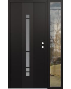 DIAMOND A3 50" X 80" BLACK/WHITE FROSTED GLASS PANEL BLACK LHI WITH SIDELITE CLEAR GLASS