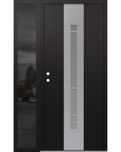 DIAMOND A3 50" X 80" BLACK/WHITE FROSTED GLASS PANEL STAINLESS STEEL RHI WITH SIDELITE MIRRORED GLASS