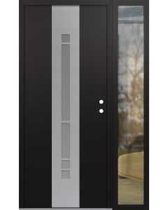 DIAMOND A3 50" X 80" BLACK/WHITE FROSTED GLASS PANEL STAINLESS STEEL LHI WITH SIDELITE CLEAR GLASS