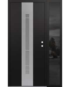 DIAMOND A3 50" X 80" BLACK/WHITE FROSTED GLASS PANEL STAINLESS STEEL LHI WITH SIDELITE MIRRORED GLASS