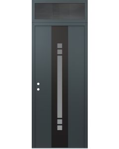 DIAMOND A4 36" X 96" ANTHRACITE/ANTHRACITE FROSTED GLASS PANEL BLACK RHI WITH TRANSOM MIRRORED GLASS