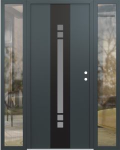 DIAMOND A4 64" X 80" ANTHRACITE/ANTHRACITE FROSTED GLASS PANEL BLACK LHI WITH 2 SIDELITES CLEAR GLASS