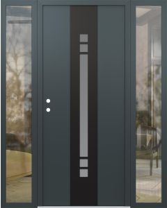 DIAMOND A4 60" X 80" ANTHRACITE/ANTHRACITE FROSTED GLASS PANEL BLACK RHI WITH 2 SIDELITES CLEAR GLASS