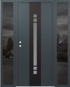 DIAMOND A4 64" X 80" ANTHRACITE/ANTHRACITE FROSTED GLASS PANEL BLACK RHI WITH 2 SIDELITES MIRRORED GLASS