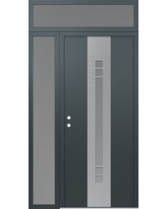 DIAMOND A4 48" X 96" ANTHRACITE/ANTHRACITE FROSTED GLASS PANEL STAINLESS STEEL RHI WITH SIDELITE AND TRANSOM FROSTED GLASS