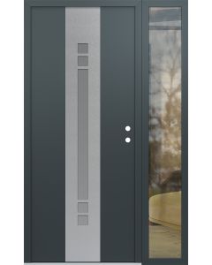 DIAMOND A4 52" X 80" ANTHRACITE/ANTHRACITE FROSTED GLASS PANEL STAINLESS STEEL LHI WITH SIDELITE CLEAR GLASS
