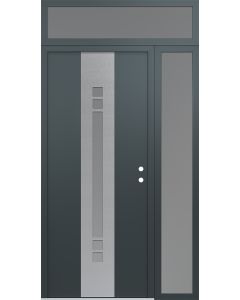 DIAMOND A4 48" X 96" ANTHRACITE/ANTHRACITE FROSTED GLASS PANEL STAINLESS STEEL LHI WITH SIDELITE AND TRANSOM FROSTED GLASS
