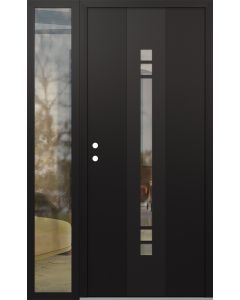DIAMOND A4 50" X 80" BLACK/BLACK CLEAR GLASS PANEL BLACK RHI WITH SIDELITE CLEAR GLASS