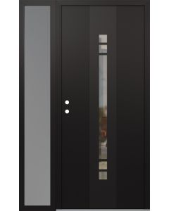 DIAMOND A4 50" X 80" BLACK/BLACK CLEAR GLASS PANEL BLACK RHI WITH SIDELITE FROSTED GLASS
