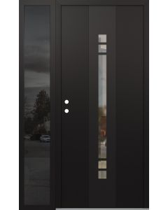 DIAMOND A4 48" X 80" BLACK/BLACK CLEAR GLASS PANEL BLACK RHI WITH SIDELITE MIRRORED GLASS