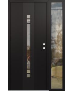 DIAMOND A4 50" X 80" BLACK/BLACK CLEAR GLASS PANEL BLACK LHI WITH SIDELITE CLEAR GLASS