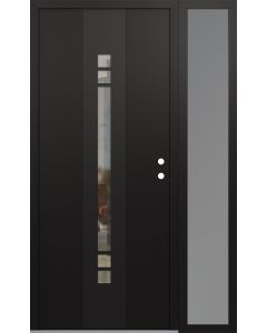 DIAMOND A4 50" X 80" BLACK/BLACK CLEAR GLASS PANEL BLACK LHI WITH SIDELITE FROSTED GLASS