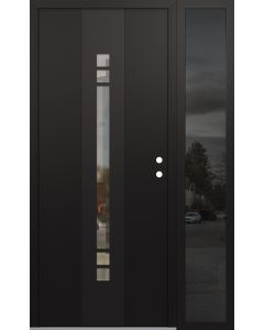DIAMOND A4 48" X 80" BLACK/BLACK CLEAR GLASS PANEL BLACK LHI WITH SIDELITE MIRRORED GLASS