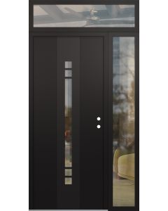 DIAMOND A4 52" X 96" BLACK/BLACK CLEAR GLASS PANEL BLACK LHI WITH SIDELITE AND TRANSOM CLEAR GLASS