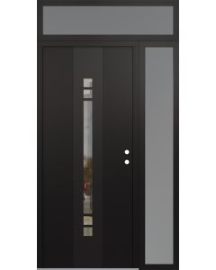 DIAMOND A4 52" X 96" BLACK/BLACK CLEAR GLASS PANEL BLACK LHI WITH SIDELITE AND TRANSOM FROSTED GLASS