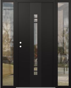DIAMOND A4 68" X 80" BLACK/BLACK CLEAR GLASS PANEL BLACK RHI WITH 2 SIDELITES CLEAR GLASS