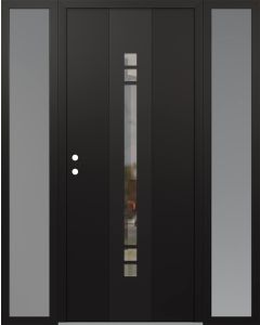 DIAMOND A4 68" X 80" BLACK/BLACK CLEAR GLASS PANEL BLACK RHI WITH 2 SIDELITES FROSTED GLASS