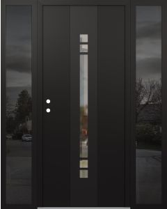 DIAMOND A4 68" X 80" BLACK/BLACK CLEAR GLASS PANEL BLACK RHI WITH 2 SIDELITES MIRRORED GLASS