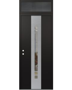 DIAMOND A4 36" X 96" BLACK/BLACK CLEAR GLASS PANEL STAINLESS STEEL RHI WITH TRANSOM MIRRORED GLASS