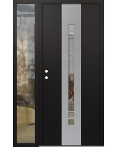 DIAMOND A4 48" X 80" BLACK/BLACK CLEAR GLASS PANEL STAINLESS STEEL RHI WITH SIDELITE CLEAR GLASS