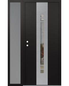 DIAMOND A4 52" X 80" BLACK/BLACK CLEAR GLASS PANEL STAINLESS STEEL RHI WITH SIDELITE FROSTED GLASS